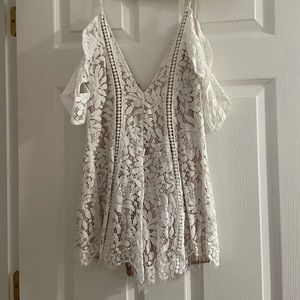 White Toni Romper with Button up Back